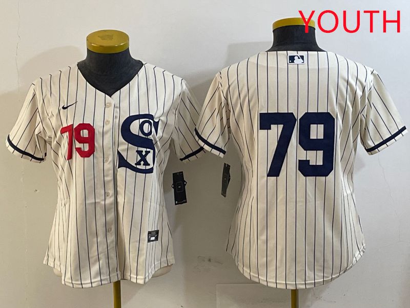 Youth Chicago White Sox #79 No Name Cream Stripe Dream Edition Game 2025 Nike MLB Jersey style 1->youth mlb jersey->Youth Jersey